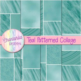 Free teal patterned collage digital papers