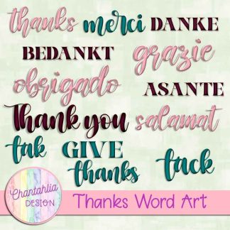 Free word art in a Thanks theme