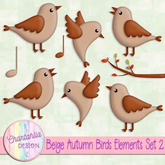 Free design elements in an Autumn Birds theme