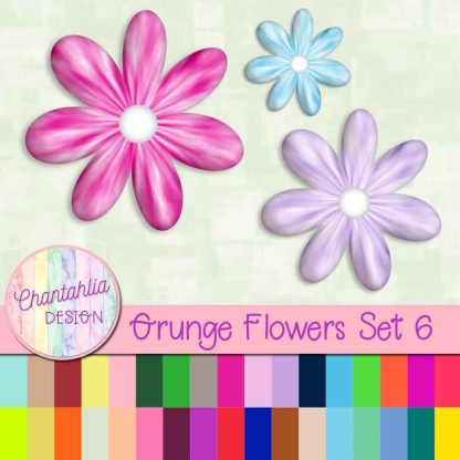 Free grunge flower design elements