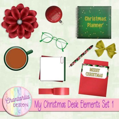 Free design elements in a My Christmas Desk theme