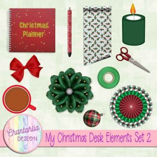 Free design elements in a My Christmas Desk theme