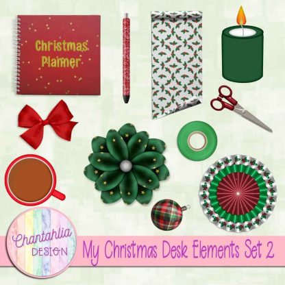 Free design elements in a My Christmas Desk theme