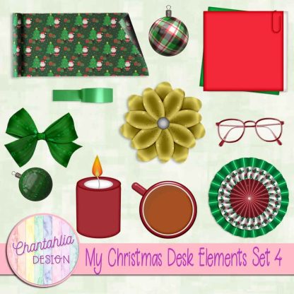 Free design elements in a My Christmas Desk theme