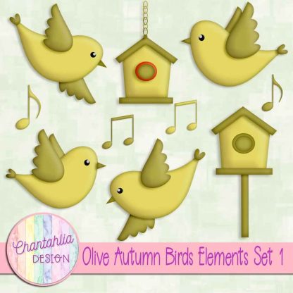 Free design elements in an Autumn Birds theme