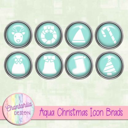 Free aqua Christmas icon brads