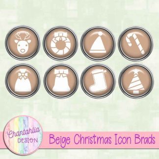 Free beige Christmas icon brads