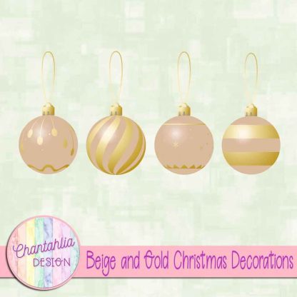 Free beige and gold Christmas ornaments