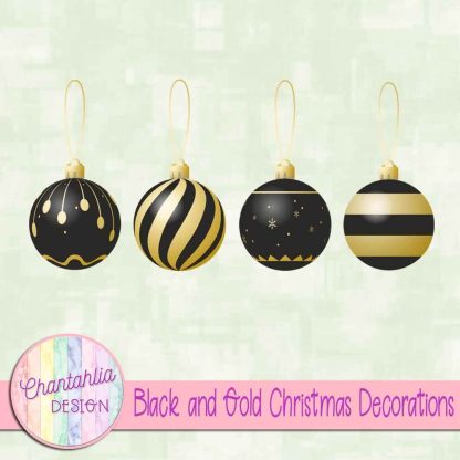 Free black and gold Christmas ornaments