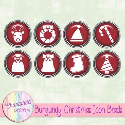 Free burgundy Christmas icon brads