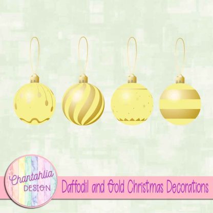 Free daffodil and gold Christmas ornaments