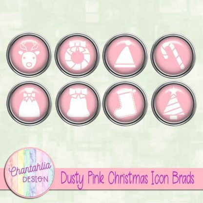 Free dusty pink Christmas icon brads