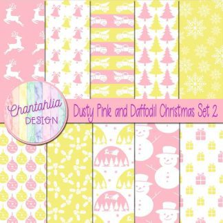 Free dusty pink and daffodil Christmas digital papers