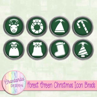 Free forest green Christmas icon brads