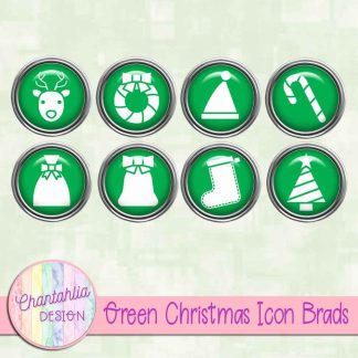 Free green Christmas icon brads