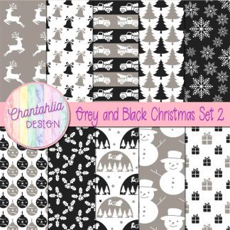 Free grey and black Christmas digital papers
