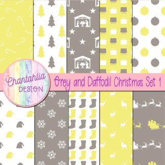 Free grey and daffodil Christmas digital papers set 1
