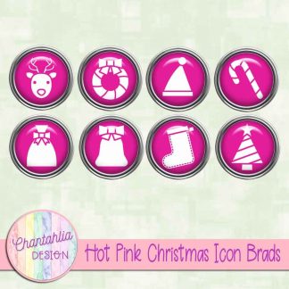 Free hot pink Christmas icon brads