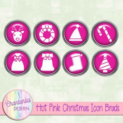 Free hot pink Christmas icon brads