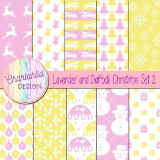 Free lavender and daffodil Christmas digital papers
