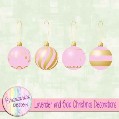 Free lavender and gold Christmas ornaments