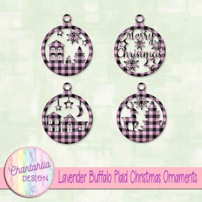Free lavender buffalo plaid Christmas ornament