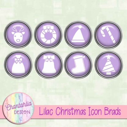 Free lilac Christmas icon brads