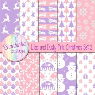Free lilac and dusty pink Christmas digital papers