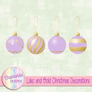 Free lilac and gold Christmas ornaments