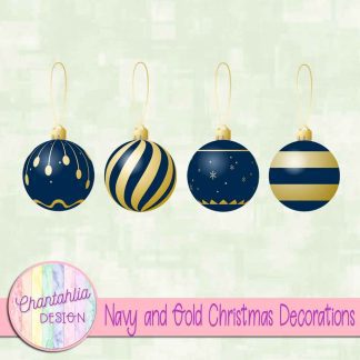 Free navy and gold Christmas ornaments