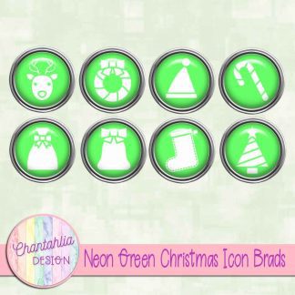 Free neon green Christmas icon brads