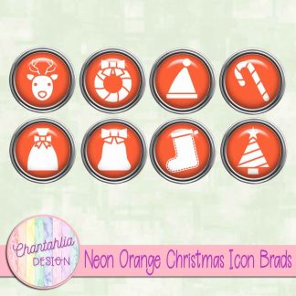 Free neon orange Christmas icon brads