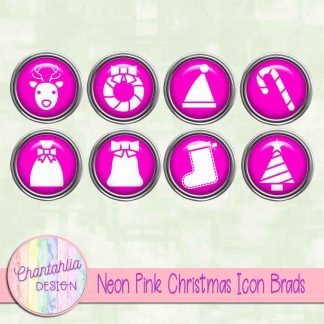 Free neon pink Christmas icon brads