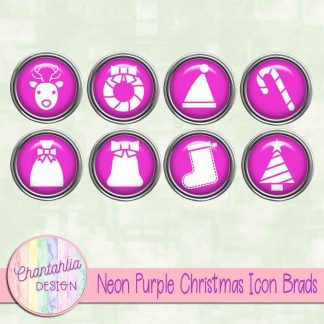 Free neon purple Christmas icon brads