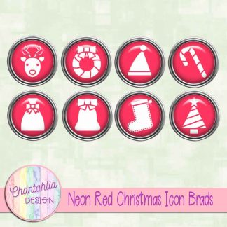 Free neon red Christmas icon brads