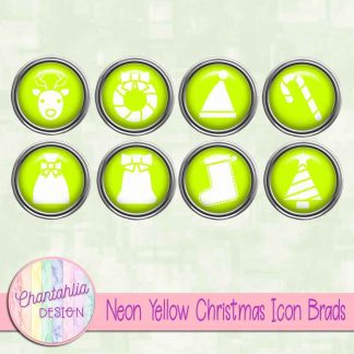Free neon yellow Christmas icon brads