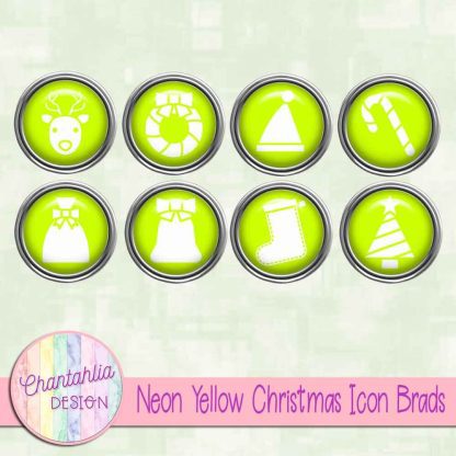Free neon yellow Christmas icon brads