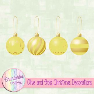 Free olive and gold Christmas ornaments