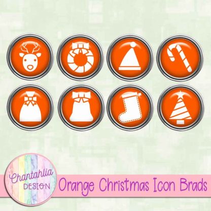 Free orange Christmas icon brads