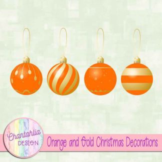 Free orange and gold Christmas ornaments