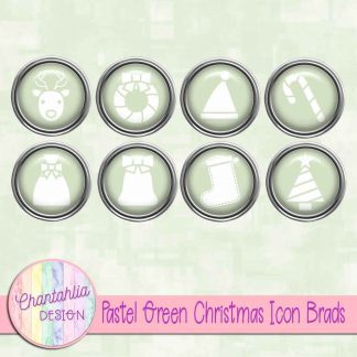 Free pastel green Christmas icon brads
