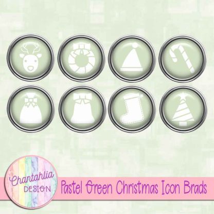 Free pastel green Christmas icon brads