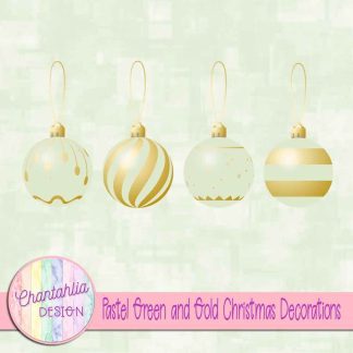 Free pastel green and gold Christmas ornaments