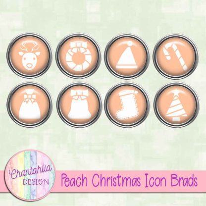 Free peach Christmas icon brads