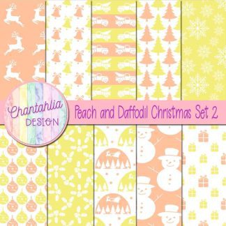 Free peach and daffodil Christmas digital papers