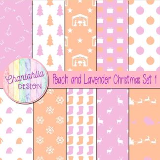 Free peach and lavender Christmas digital papers set 1