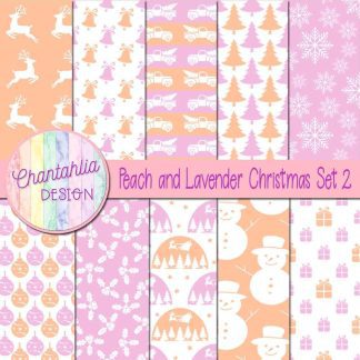 Free peach and lavender Christmas digital papers