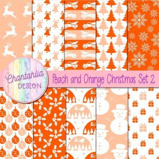 Free peach and orange Christmas digital papers