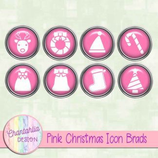 Free pink Christmas icon brads