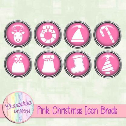 Free pink Christmas icon brads